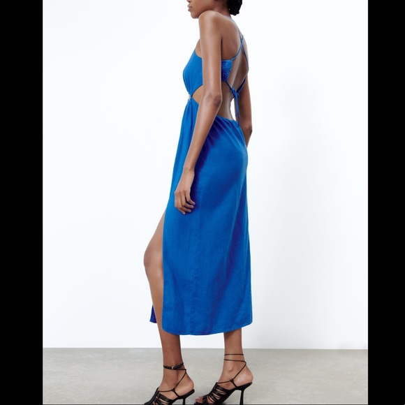 Zara CUT OUT LINEN BLEND DRESS - Picture 11 of 16